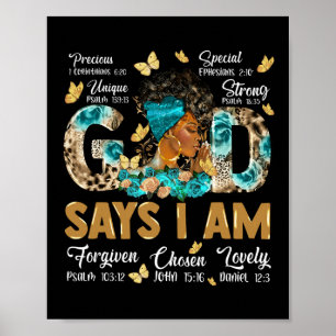 God zegt dat ik Melanin ben Black History African Poster