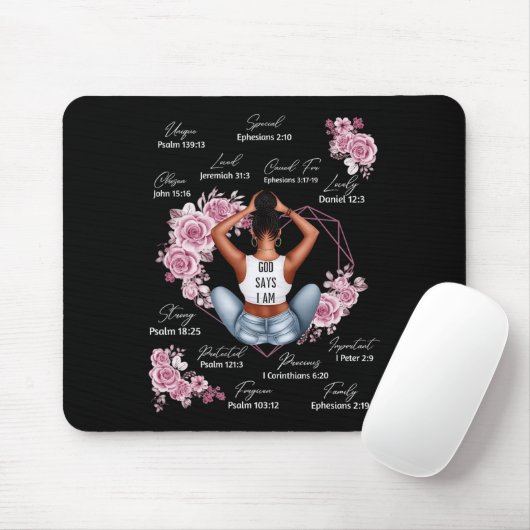 God zegt dat ik Melanine Black History Maand Afrik Muismat (Met muis)