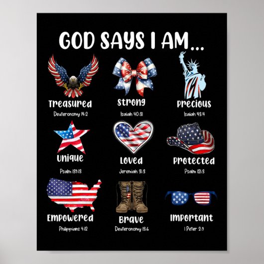 God zegt dat ik op 4 juli Christelijk Patriottisch Poster (Voorkant)