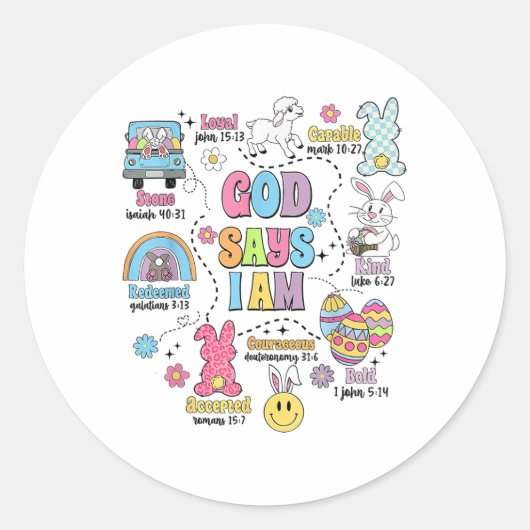 God zegt dat ik Pasen ben Ronde Sticker (Voorkant)