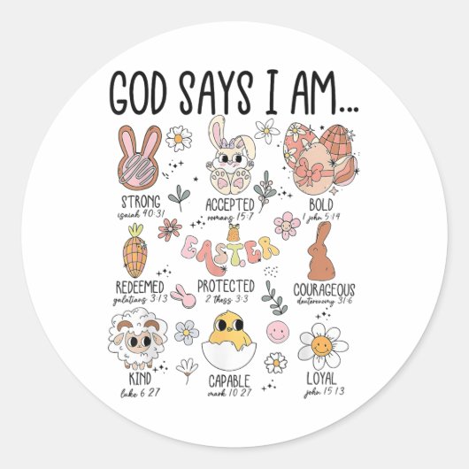 God zegt dat ik Pasen ben Ronde Sticker (Voorkant)