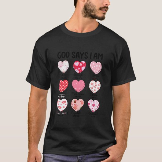 God zegt dat ik Valentijn hart Snoep Bijbelvers CH T-shirt (Voorkant)