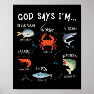 God zegt dat ik vis vangen Christian Fisher Bijbel Poster
