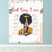 God zegt dat ik zwarte Christelijke vrouwen ben Canvas Afdruk (Insitu (Houten vloer))