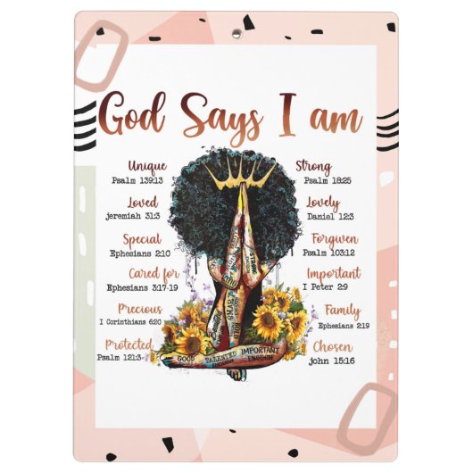 God zegt dat ik zwarte Christelijke vrouwen ben Klembord (Achterkant)