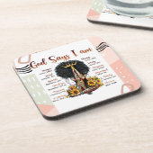 God zegt dat ik zwarte Christelijke vrouwen ben Me Bier Onderzetter (Linkerzijde)