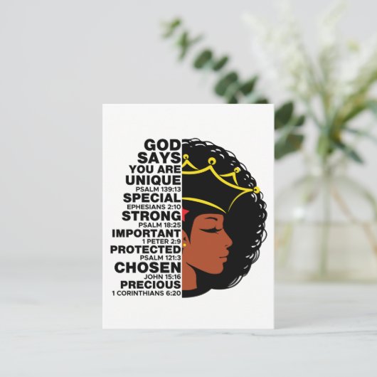 God zegt dat ik zwarte Christelijke vrouwen ben Me Briefkaart (Staand voorkant)