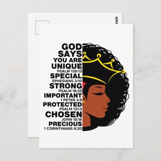 God zegt dat ik zwarte Christelijke vrouwen ben Me Briefkaart (Voorkant / Achterkant)