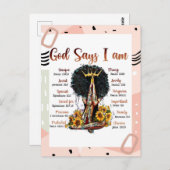 God zegt dat ik zwarte Christelijke vrouwen ben Me Briefkaart (Voorkant / Achterkant)