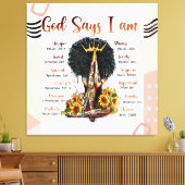 God zegt dat ik zwarte Christelijke vrouwen ben Me Canvas Afdruk (Insitu (Woonkamer))