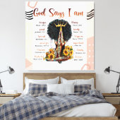 God zegt dat ik zwarte Christelijke vrouwen ben Me Canvas Afdruk (Insitu (Slaapkamer))