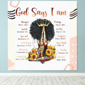 God zegt dat ik zwarte Christelijke vrouwen ben Me Canvas Afdruk (Insitu (Houten vloer))