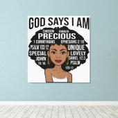 God zegt dat ik zwarte Christelijke vrouwen ben Me Canvas Afdruk (Insitu (Houten vloer))