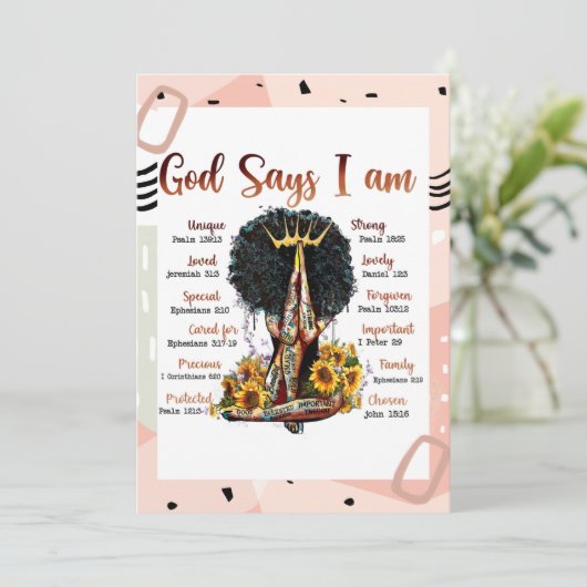 God zegt dat ik zwarte Christelijke vrouwen ben Me Kaart (Staand voorkant)