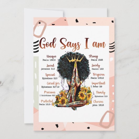 God zegt dat ik zwarte Christelijke vrouwen ben Me Kaart (Voorkant)