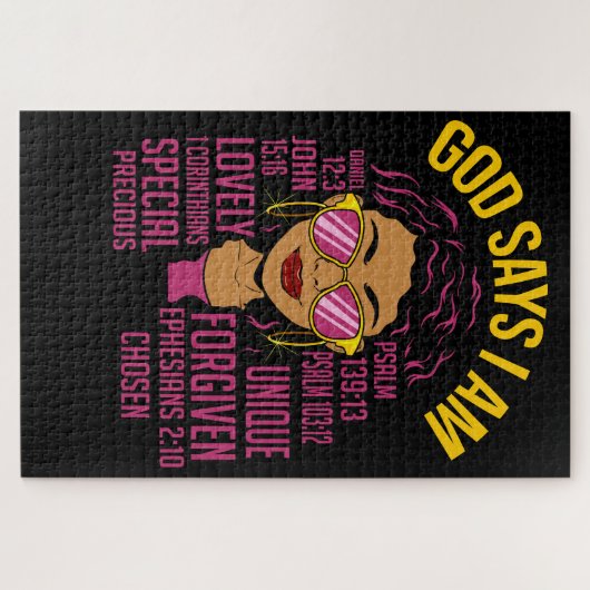 God zegt dat ik zwarte Christelijke vrouwen ben Me Legpuzzel (Horizontaal)