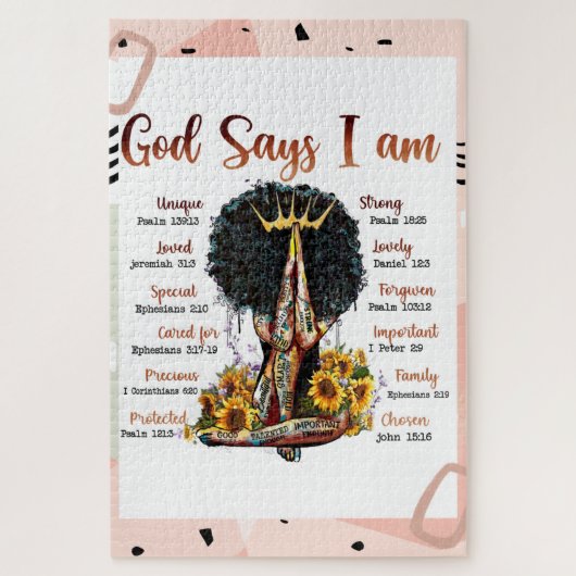 God zegt dat ik zwarte Christelijke vrouwen ben Me Legpuzzel (Verticaal)