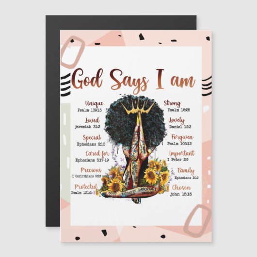 God zegt dat ik zwarte Christelijke vrouwen ben Me Magnetische Uitnodiging (Voorkant / Achterkant)