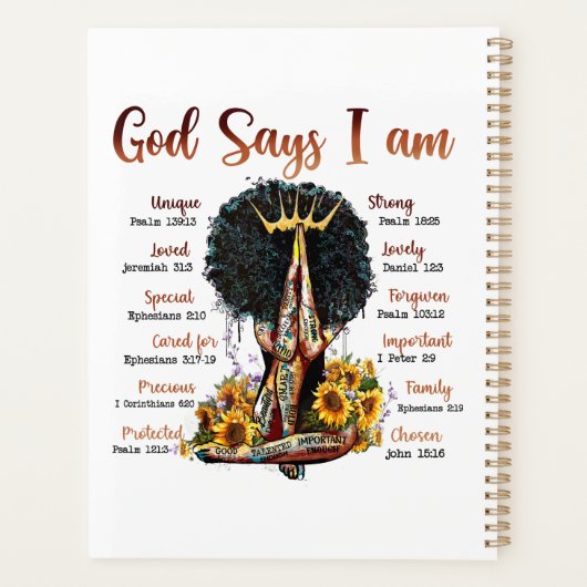God zegt dat ik zwarte Christelijke vrouwen ben Me Planner (Achterkant)