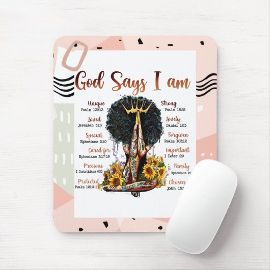 God zegt dat ik zwarte Christelijke vrouwen ben Muismat (Met muis)