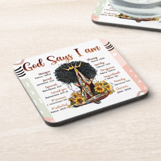 God zegt dat ik zwarte Christelijke vrouwen ben Si Bier Onderzetter (Linkerzijde)