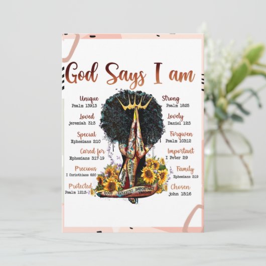 God zegt dat ik zwarte Christelijke vrouwen ben Si Kaart (Staand voorkant)