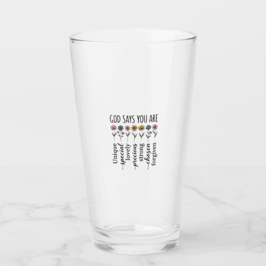 God Zegt Dat Je Bloemige Christelijke Vector Ontwe Glas (Voorkant)