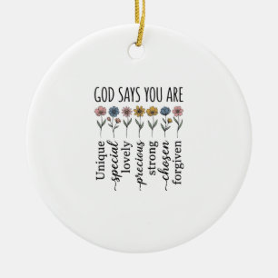 God Zegt Dat Je Bloemige Christelijke Vector Ontwe Keramisch Ornament
