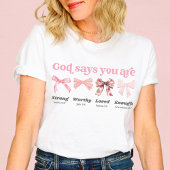 God zegt dat je coquette roze strikken Christelijk T-shirt