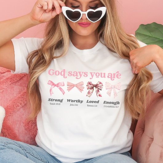 God zegt dat je coquette roze strikken Christelijk T-shirt