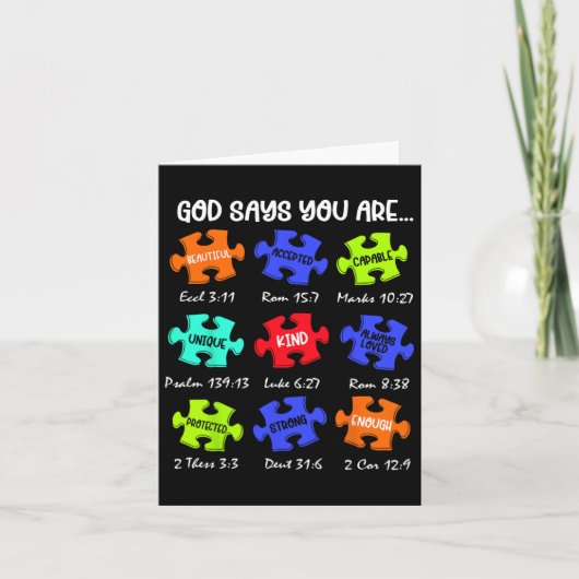 God zegt dat je een Autisme Bewustzijnspuzzel bent Kaart (Voorkant)
