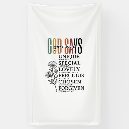 God Zegt Dat Je Een Bloem Van Het Geloof Bent Vint Spandoek (Verticaal)