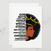 God zegt dat je Melanin Christelijke Sista koningi Kaart (Voorkant / Achterkant)