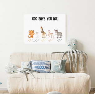 God zegt dat je Wall Decor bent Canvas Afdruk