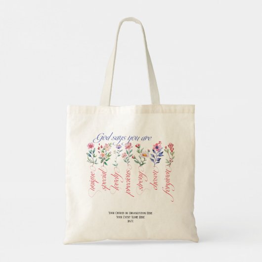 God zegt dat je zondag school geloof bijbel gewoon tote bag (Achterkant)