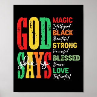 God zegt dat ze magisch intelligent zwart mooi is poster
