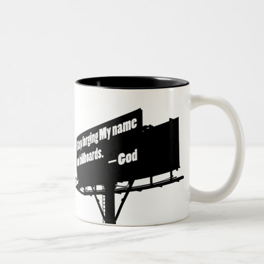 God Zegt Hou Op Het Billboard mok (Rechts)