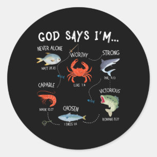 God Zegt Ik Ben Aan Het Vissen Christian Fisher Bi Ronde Sticker