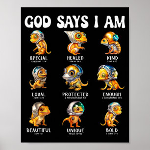 God Zegt Ik Ben Astronaut Reptiel Schriftuur Bijbe Poster