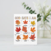 God zegt: Ik ben herfst, oogst Thanksgiving dankba Feestdagenkaart (Staand voorkant)