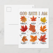 God zegt: Ik ben herfst, oogst Thanksgiving dankba Feestdagenkaart (Voorkant / Achterkant)