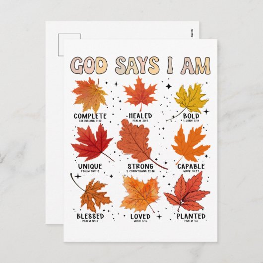 God zegt: Ik ben herfst, oogst Thanksgiving dankba Feestdagenkaart (Voorkant / Achterkant)