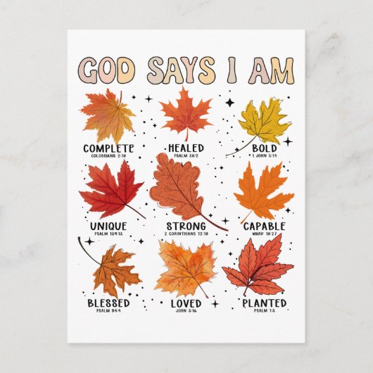 God zegt: Ik ben herfst, oogst Thanksgiving dankba Feestdagenkaart (Voorkant)