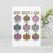 God zegt: Ik ben herfst, oogst Thanksgiving dankba Kaart (Staand voorkant)