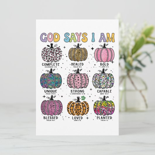 God zegt: Ik ben herfst, oogst Thanksgiving dankba Kaart (Staand voorkant)