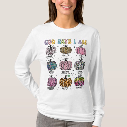 God zegt: Ik ben herfst, oogst Thanksgiving dankba T-shirt (Voorkant)