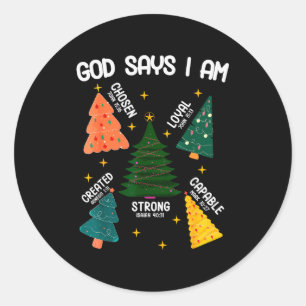 God Zegt Ik Ben Kerstboom Liefhebber Mannen Vrouwe Ronde Sticker