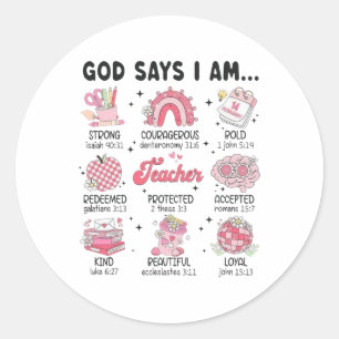God Zegt Ik Ben Leraar Valentijnsdag Christelijke  Ronde Sticker