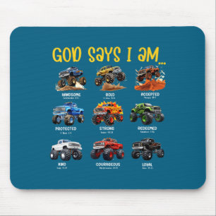 God Zegt Ik Ben Monster Truck Peuter Bijbel Verhaa Muismat