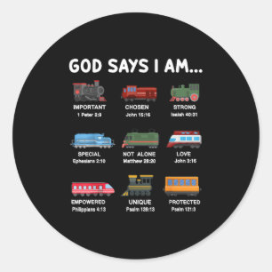 God Zegt Ik Ben Trein T-shirt Peuter Jongen Christ Ronde Sticker